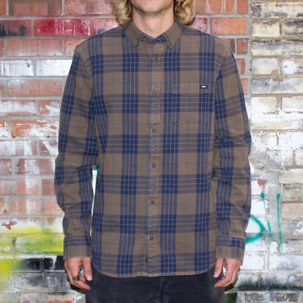 Vans GONZALES WOVEN FLANNEL SHIRT in Canteen NWT XL